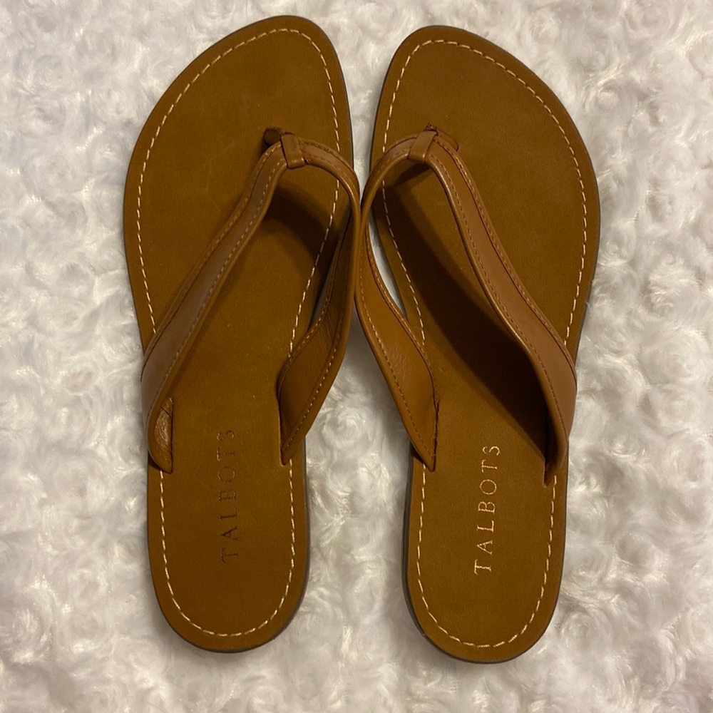 New Talbots Brown Thong Sandals Flip Flops Size 7